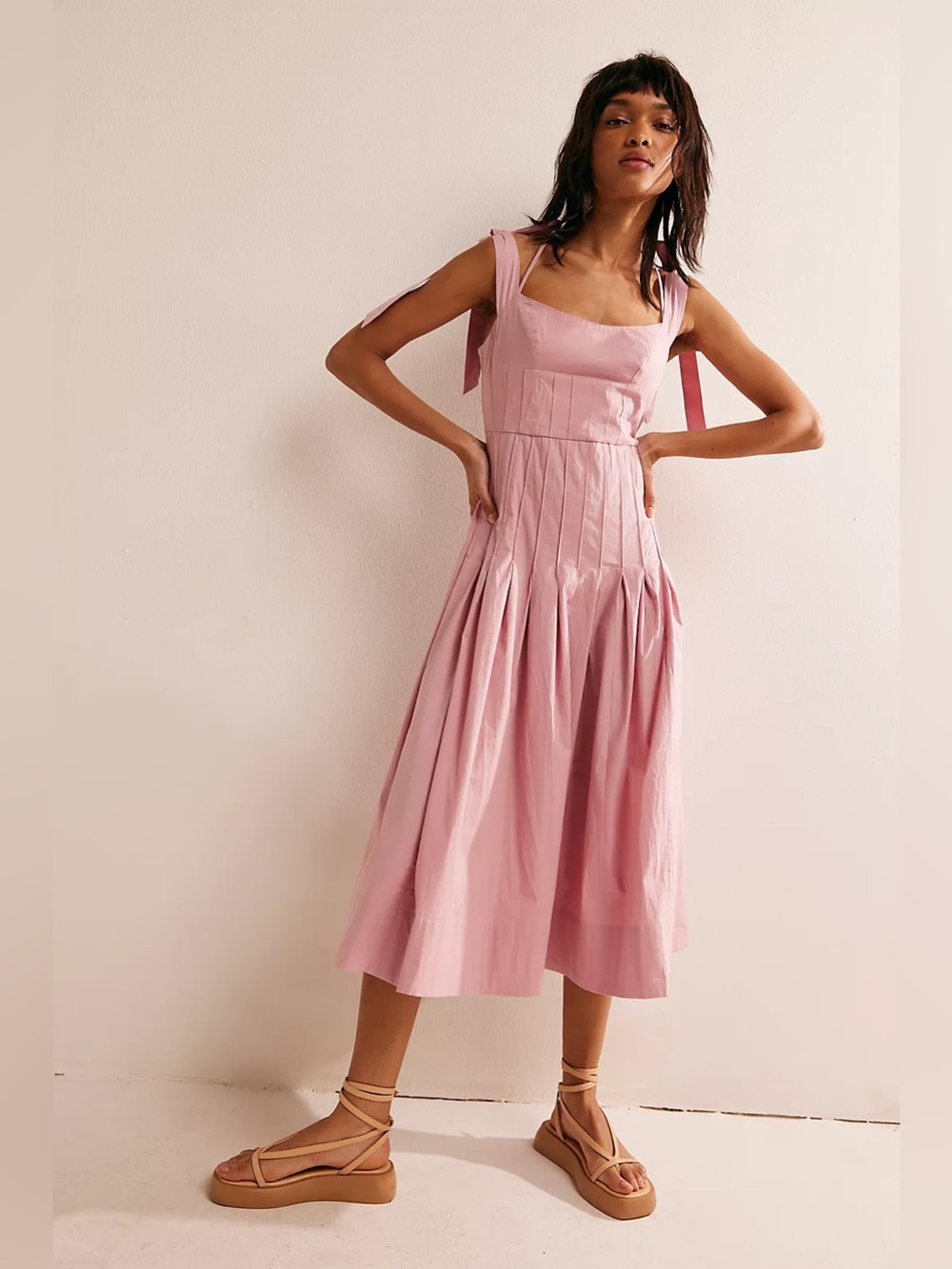 Free people Kinney Midi dress in pink nectar size M